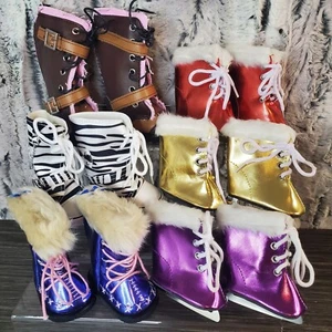 Doll Shoes Lot Of 6 Pair - 3 Ice Skates, 3 Boots NEW Fits AG OG And 15-18" Girls - Picture 1 of 9