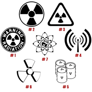 Advertencia de radiación vinilo calcomanía pegatina parachoques ventana coche arte peligro símbolo rayos X - Imagen 1 de 9