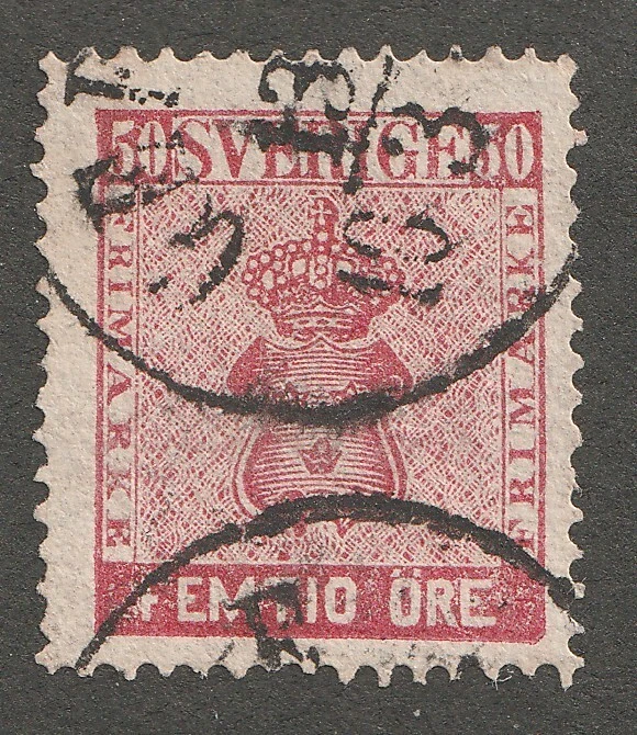 1858 Suecia Sverige Sc# 12 - 50 minerales, escudo de armas corona - usado Cv$100 Foto 1 de 1