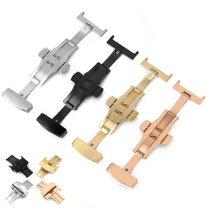 Edelstahl Butterfly Buckle Uhrenarmband Schließe 16mm-22mm Faltschließe NEU - Bild 1 von 11