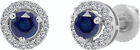 0.28Ct Round Simulated Sapphire & Real Diamond Halo Earrings 14K White Gold Over