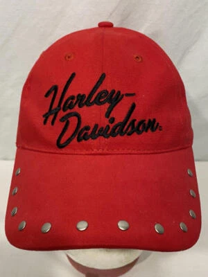 Nuevo de Colección Harley Davidson Rojo Negro Plata Tachuelas Sombrero Motociclista Motocicleta Camionero Foto 1 de 4