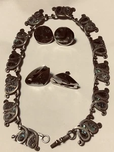 Vintage Sterlingsilber Halskette und Ohrring Set, 69,7 Gramm - Bild 1 von 11