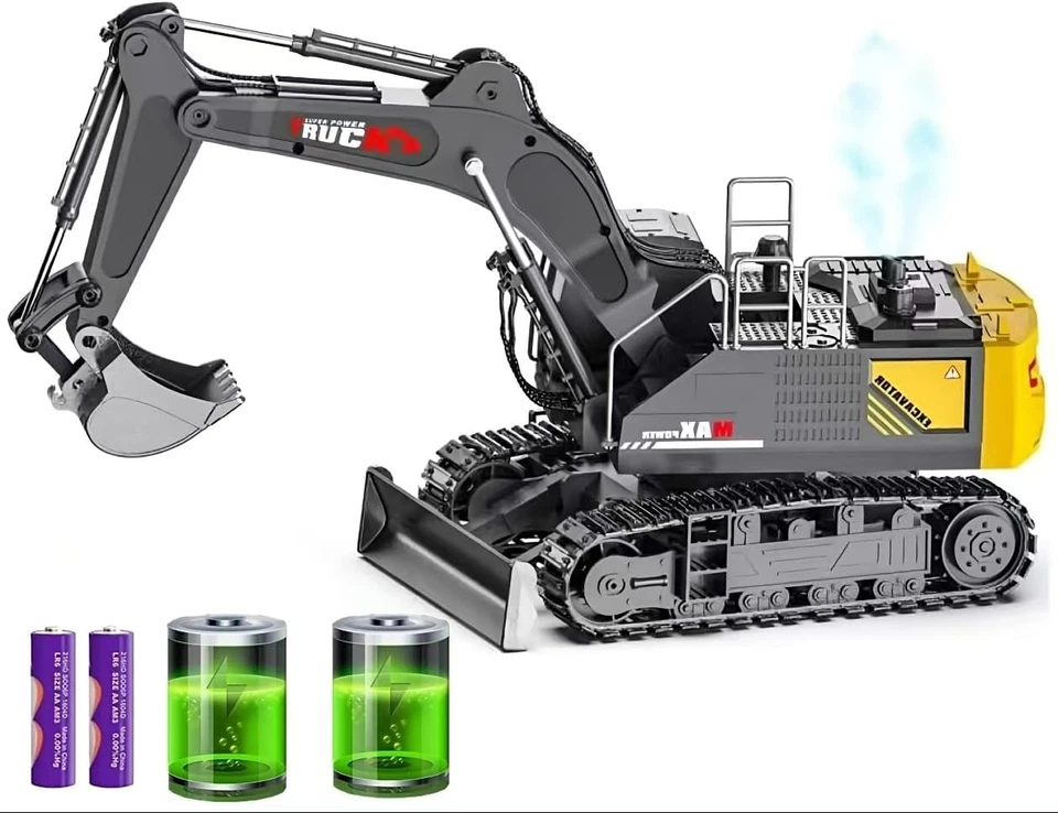 15 Channel RC Excavator Metal Shovel,Rc Digger Construction Toys，Metal Dozer Tra - Image 1 of 4