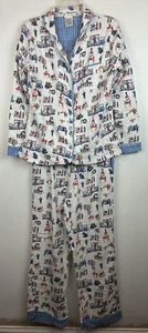 Munki Munki Pajama Set Womans S Costco White Pizza Football Wine Women Flannel - Picture 1 of 19