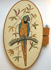 Vintage Cross Stitch MACAW BIRD Finished Complete Home Decoration Hoop Frame