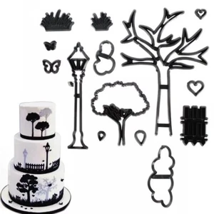 14pcs Street Light Tree Cloud Silhouettes Fondant Decorating Sugarcraft Cutter - Foto 1 di 2