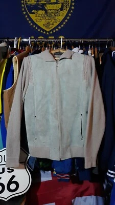 70s WOMENS SEARS VINTAGE  BROWN LEATHER/SUEDE/WOOL TRIM JACKET SZ L - Image 1 of 4