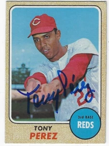 Autographed TONY PEREZ 1968 Topps Cincinnati Reds Card #530 - w/Show Ticket - Picture 1 of 1