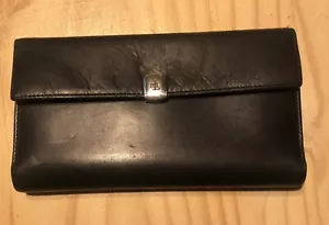vintage ralph lauren leather wallet Black Outside Red Inside - Picture 1 of 5