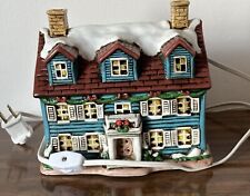 Lefton Ceramic Colonial Village Welcome Home blue house # 05824  1986 