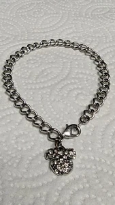 DISNEY CHARM 8" BRACELET WITH RHINESTONE MICKEY HEAD - Picture 1 of 5