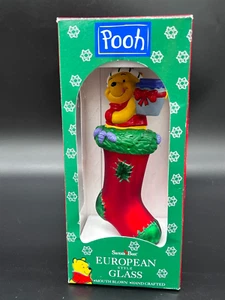 1997 Disney Santas Best Winnie The Pooh Bear European Style Blown Glass Ornament - Picture 1 of 21