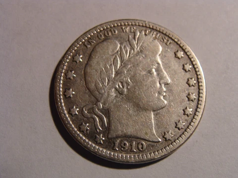 1910-D Barber Quarter - VF condition Cover