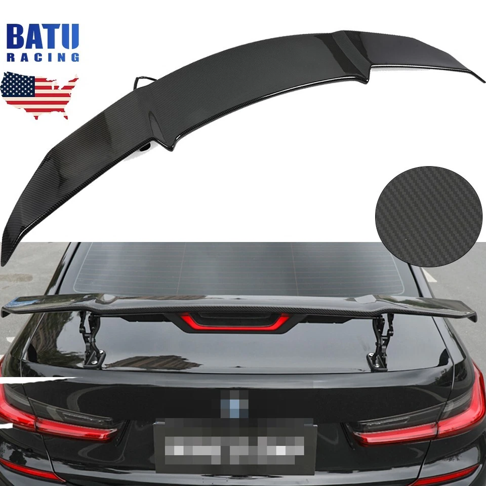 Electric Automatic Adjustable Carbon Fiber Water Transfer Rear Spoiler Wings - Image 1 of 4