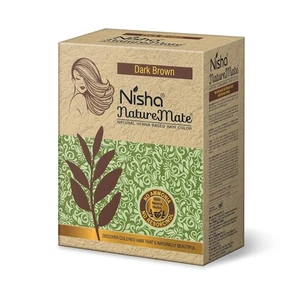 Nisha Nature Mate Henna Powder for Hair Colour, Dark Brown, Permanent Hair Color - Picture 1 of 4