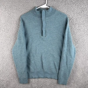 Vineyard Vines Sweater Mens M Light Green 1/2 Zip Merino Wool Waffle Knit - Picture 1 of 8
