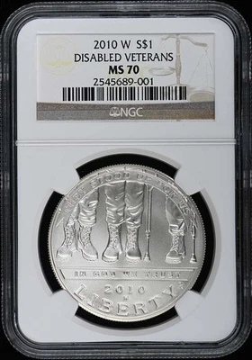 2010 W Modern Commemorative DISABLED VETERANS S$1 NGC MS70 - Image 1 of 2