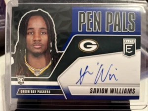2025 Panini Donruss Elite Pen Pals Autograph Blue Ink Savion Williams RC Packers - Picture 1 of 2