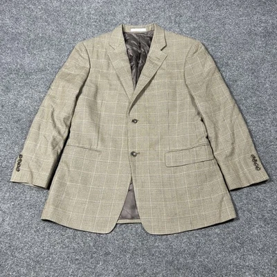 John W Nordstrom Blazer Mens 42R Brown Houndstooth Wool Silk Sport Coat Jacket - Image 1 of 4