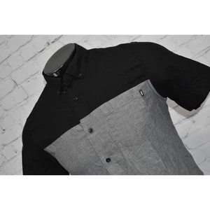 Camisa Vans Off The Wall para hombre talla pequeña con botones negra gris algodón  - Imagen 1 de 6