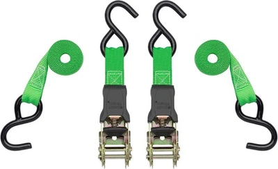 SmartStraps Ratchet Straps - 6ft GRN Padded Ratchet 2pk 1,500lb , green -SMAR138 - Image 1 of 4