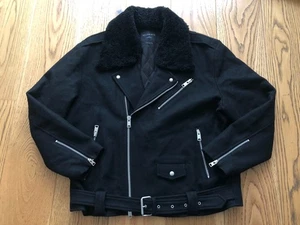 ALLSAINTS JACKE HERREN SCHWARZ MARD BIKERJACKE MEDIUM LAMMFELLAUSSCHNITT OVERSIZED - Bild 1 von 21