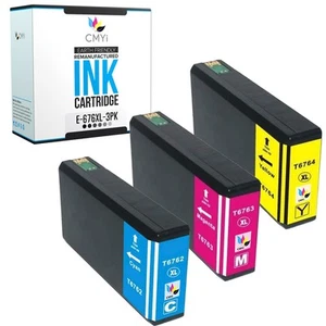 CMYi 3-Pack Compatible 676XL Color Ink for Epson WorkForce Pro WF-4530 WF-4533 - Picture 1 of 7