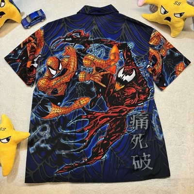 Vintage 2001 Marvel Spider-Man vs. Carnage AOP Button Up Shirt by Changes Size M - Image 1 of 4