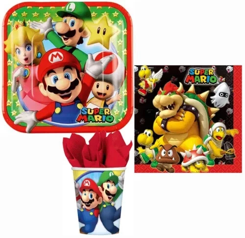 Super Mario and Friends Party Set 36 Pieces Paper Plates Cups Napkins - Image 1 of 1