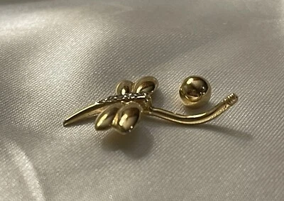 ANILLO VIENTRE LIBÉLULA ORO MACIZO 14K con piedra topacio blanco Foto 1 de 4