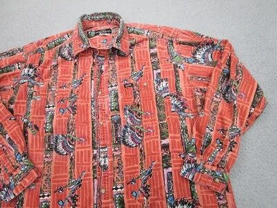 VINTAGE Guess Shirt Mens M Orange Native American Aztec Southwestern 90s AOP - Image 1 of 4