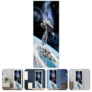 2Pcs Space Universe 3D Door Sticker Self-Adhesive Wall Decal-RW