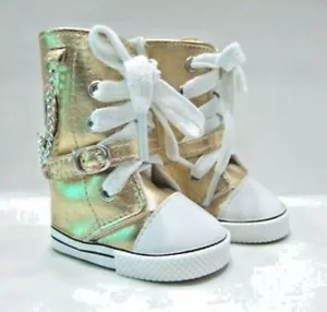 DOLL SNEAKER BOOTS / GOLD KNEE HIGH - fits AMERICAN GIRL AND MOST 18" DOLLS - Picture 1 of 1