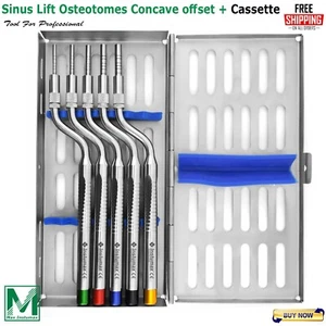 Sinus Lift Osteotomies Kit Offset Concave Tip Dental Implant W/Cassette Set of 5 - Picture 1 of 3