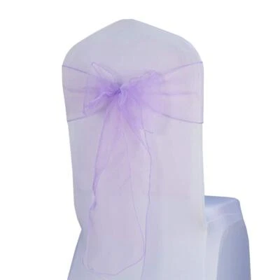 Juego de 100 marcos de silla transparentes de organza lazos 7x108 pulgadas para boda fiesta E Foto 1 de 4