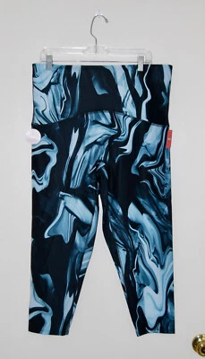 SPANX Women's Plus Blue 7/8 Length Printed Marble Leggings sz 2X - Image 1 of 4