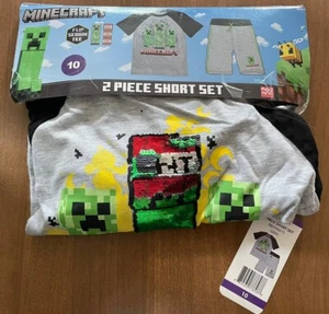 Minecraft Boy's 2 Piece Short Sleeve T-Shirt & Shorts Playwear Set Sz 10 - Picture 1 of 3