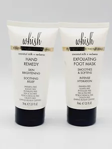 Whish Coconut Milk + Verbena Hand Remedy + Foot Mask Soothing Relief 2.5oz - Picture 1 of 2