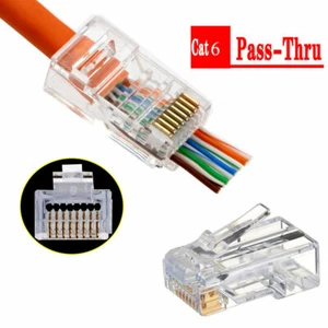 Conector CTA6 RJ45 6U chapado en oro paso a través de cables Ethernet módulo enchufe conector - Imagen 1 de 12