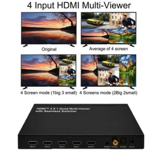 4x1 HDMI 4 Channel Quad Multi-Viewer Seamless Switch Switcher PIP Split Screen - Picture 1 of 9