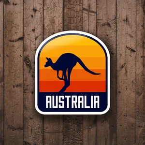 Australia Retro Sunset Kangaroo Glossy Sticker -Laptop/Decorative Travel Sticker - Picture 1 of 3
