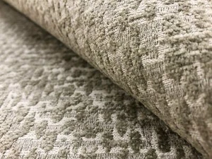 Water & Stain Resistant Textured Abstract Taupe Chenille Upholstery Fabric - Foto 1 di 4