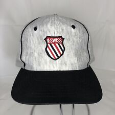 Vintage 90s K-Swiss Shield White Spell Out Snapback Cap Hat Cotton Heather Gray
