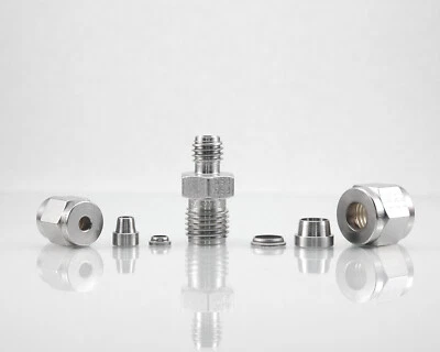 316 STAINLESS COMPRESSION TUBE FITT REDUC UNION 1/4" x 1/8 in OD GYROLOK 4RU2316 - Image 1 of 2