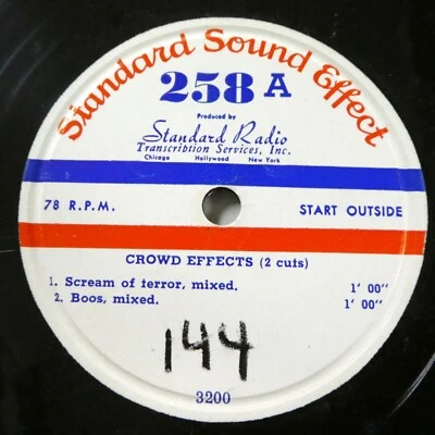 SOUND EFFECTS 10"Crowd Effects / Woman Screaming STANDARD 78Rpm VG+  c25 - Image 1 of 2