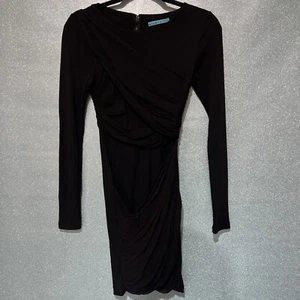 Alice + Olivia Dress 2 Mini Goddess  Black Color Long Sleeves Silk - Picture 1 of 7