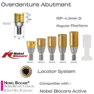Pilares localizadores Nobel Biocare Active RP para conexión cónica GH de 1-5 mm Ø4,3 mm - Imagen 1 de 48