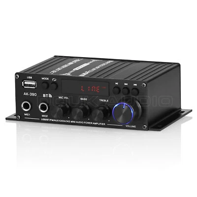 Mini 2.0 Channel Stereo Digital Bluetooth Power Amplifier Home/Car USB FM Amp - Image 1 of 4
