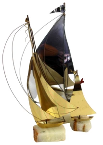 Vintage DeMott Jasen Sail Boats Marble Base Lot of 3 Nautical Ships Sculpture - Picture 1 of 18